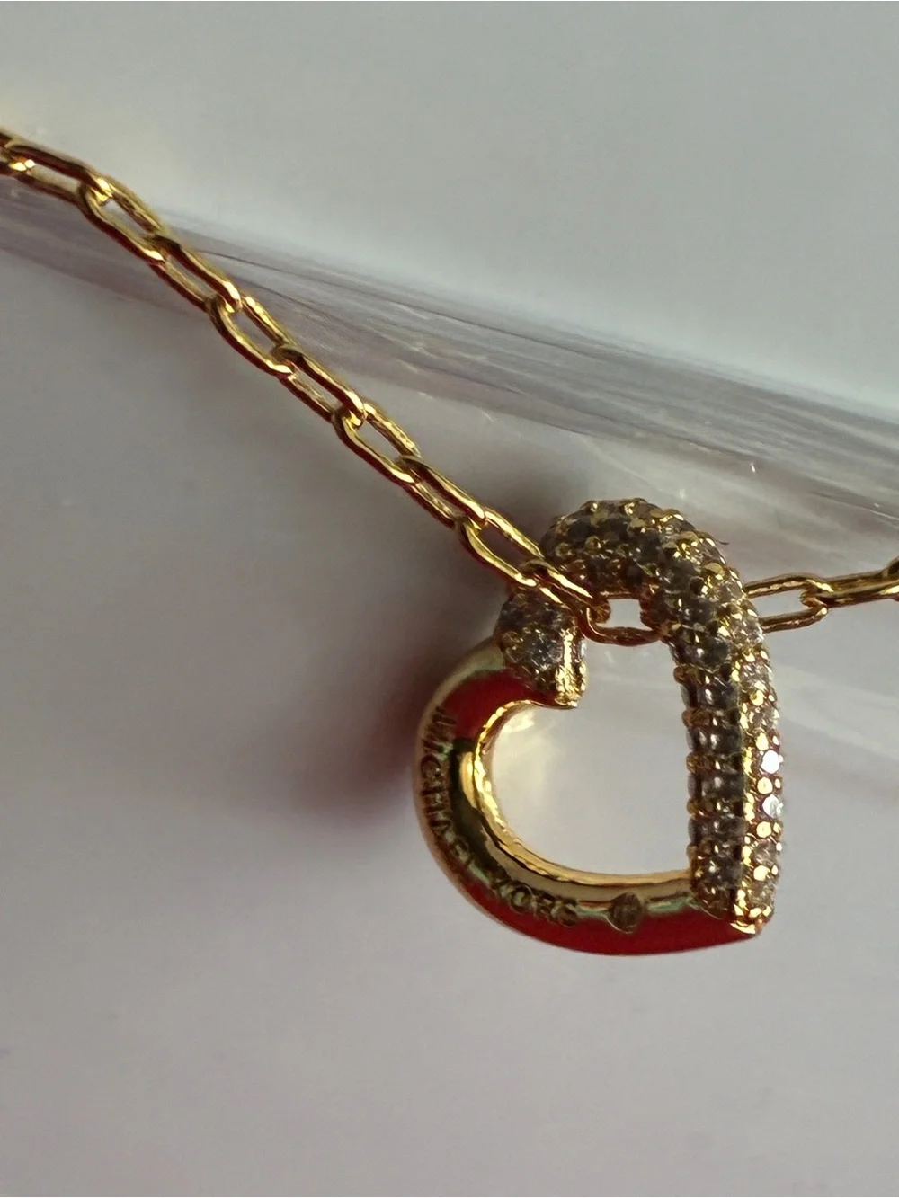 Michael Kors Gold Heart Pavé Pendant Bracelet 6” adjustable